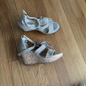 CORDANI Elisa Black Suede Wedge Platform Espadrille Sandals MADE in SPAIN 36